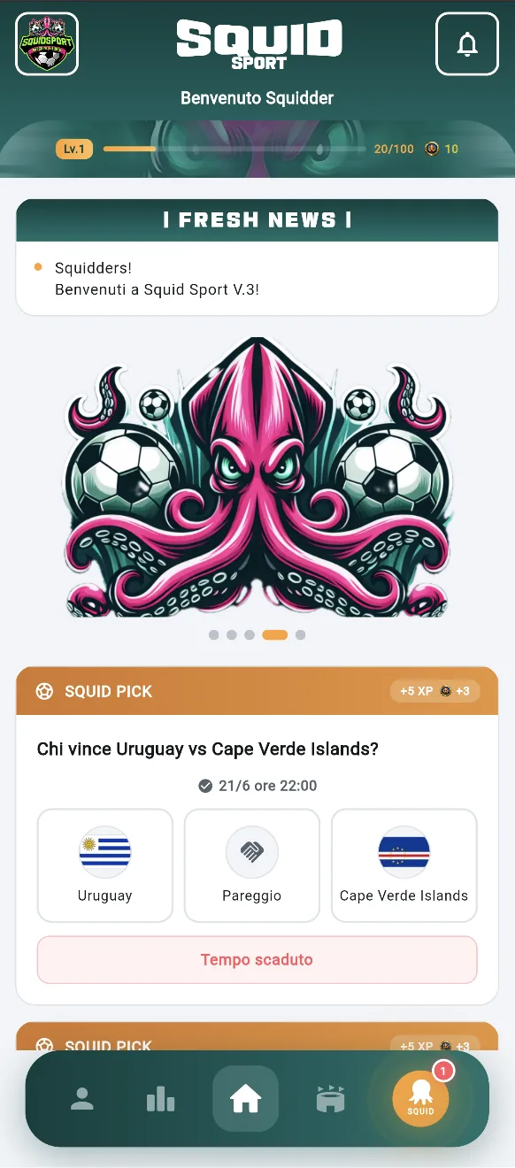 La home di Squid Sport